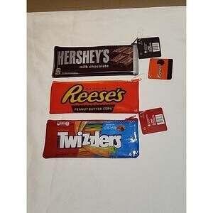 Vinyl Zipper Make-Up Bags Pencil Cases Hershey's Reese's Twizzlers NWT
